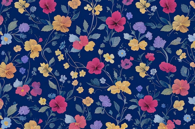 Photo hibiscus floral pattern on the blue background