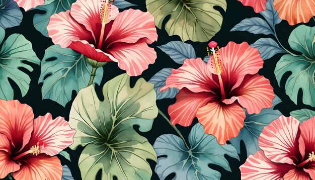 Photo hibiscus floral pattern