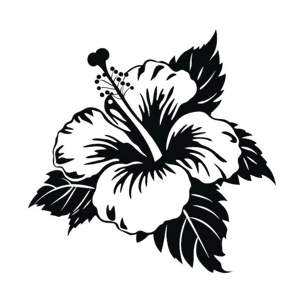 Photo hibiscus silhouette vector in bold stencil style