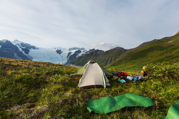 Hicker's tent in the mountains