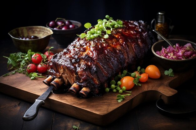 Photo hickory smoked ribs with golden crust