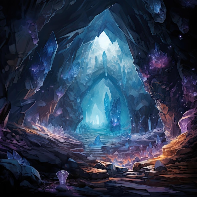 Скрытая пещера, наполненная светящимися кристаллами, которые, как полагают, обладают магическими свойствами.