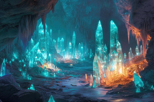 A hidden cavern filled with glowing crystals