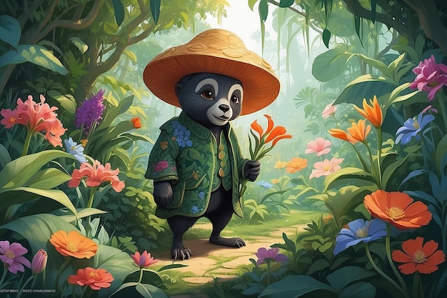 Hidden Garden Discovery Character Illustration with Rare Pappy Flowers