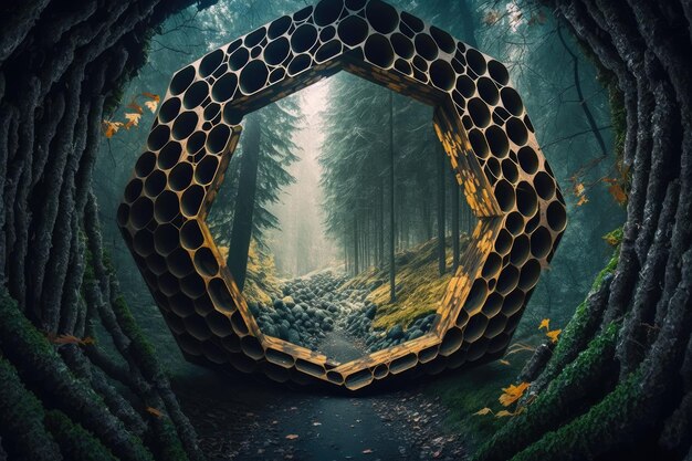 The hidden hexagon tunnel of the mysterious forest