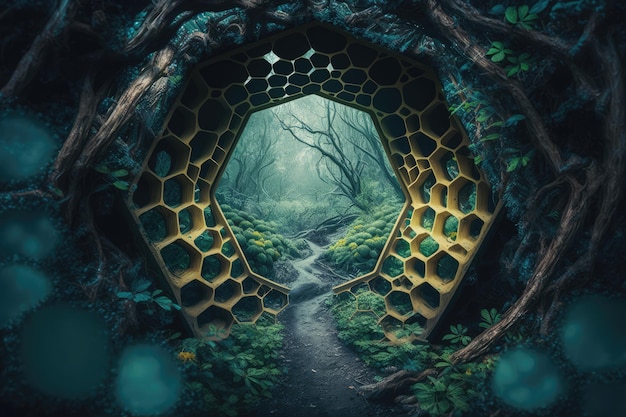 The hidden hexagon tunnel of the mysterious forest