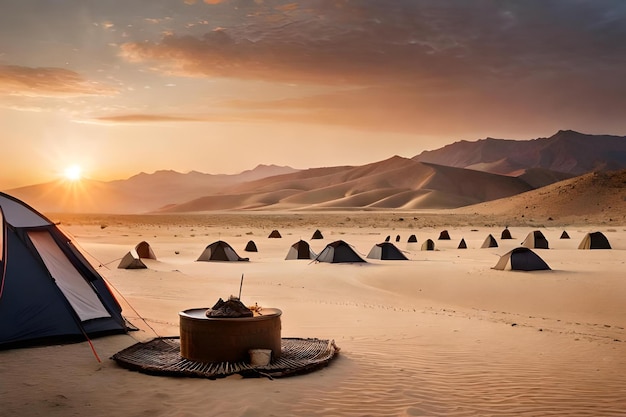 a hidden oasis in the desert where a nomadic tribe