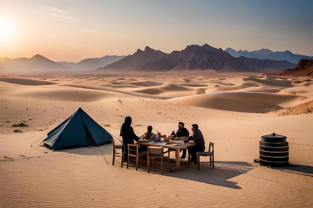 a hidden oasis in the desert where a nomadic tribe