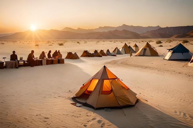 a hidden oasis in the desert where a nomadic tribe