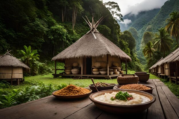 Photo a hidden village in the rainforest