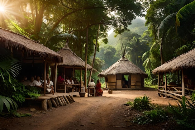 Photo a hidden village in the rainforest