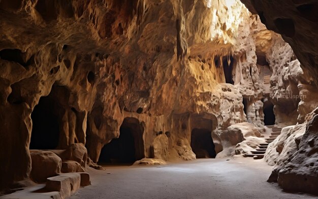 Hidden Wonders Caves Inside Majestic Mountains Generative AI