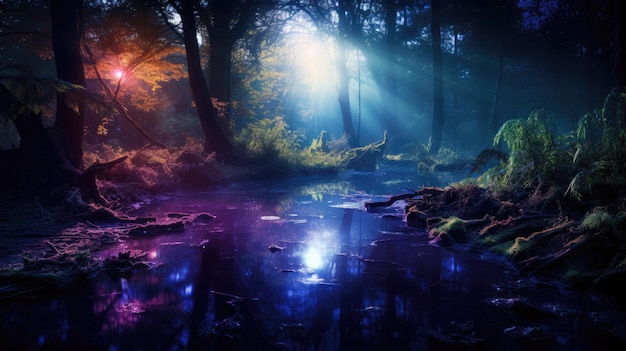 hidden wonders of the forest bathed in the soft ethereal glow of moonlight