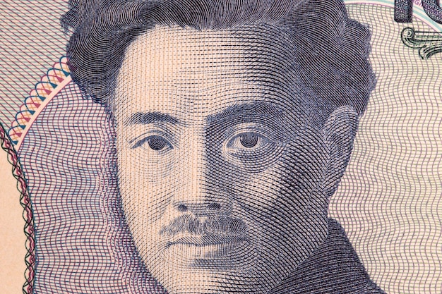 Hideyo Noguchi een close-up portret van Japans geld