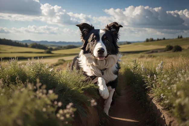 Hiding border collie dog