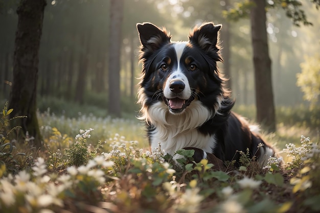 Hiding border collie dog