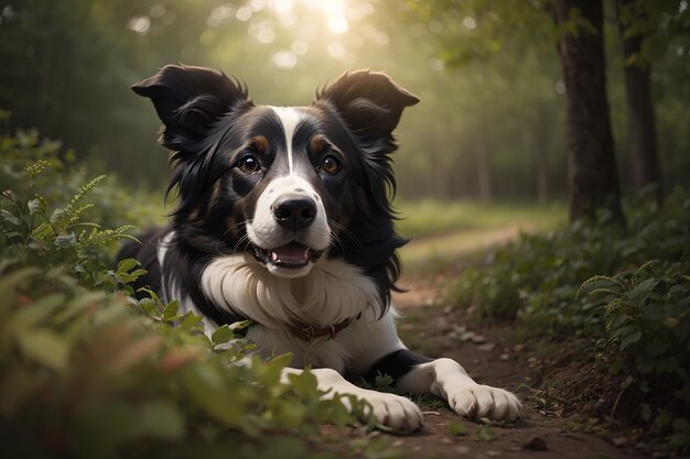 Hiding border collie dog