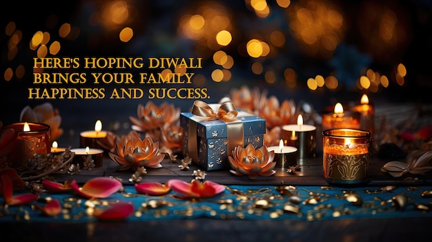 Hier is de hoop dat Diwali uw familie geluk en succes brengt Greeting Indian holdiday kaart