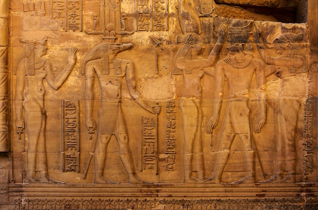 Hieroglyphic carvings in ancient temple