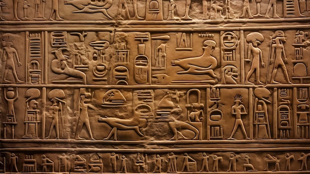 벽에 있는 상형 문자 이집트 피라미드 생성 AI