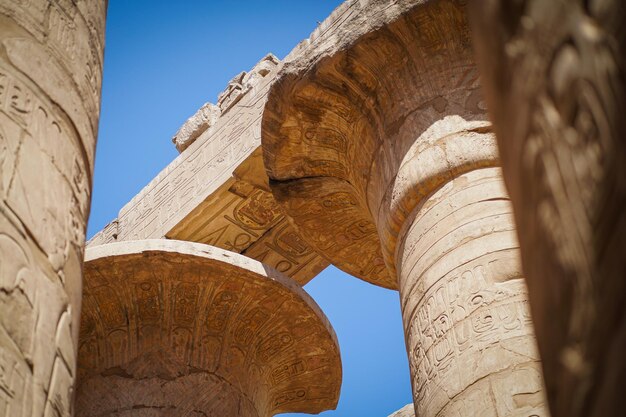 Photo hieroglyphs on the remains of the ancient karnak temple in luxor egypt