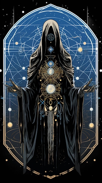 Hierophant is de mystieke alchemistische tarotkaart die door Ai is gegenereerd