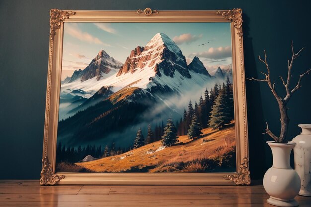高高度山頂雪山頂背景壁紙イラスト自然風景