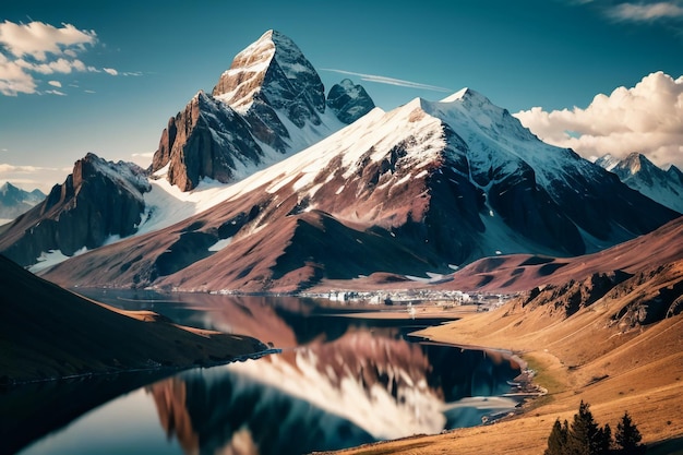 Горная вершина на большой высоте Снежная вершина Фон обои Иллюстрация Природа Пейзаж