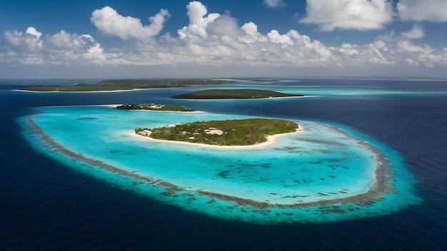 High angel shot of a beautiful exotic tropical island in bonaire caribbean