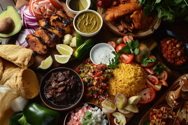 Photo high angle assortment with delicious brazilian food