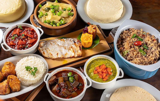 High angle assortment with delicious brazilian food