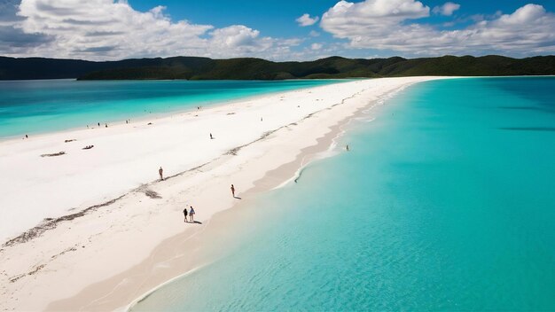 High angle beautiful view of the whitehaven beach in hamilton australia