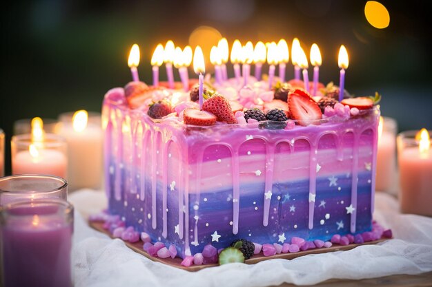 High angle birthday cake and cutlery