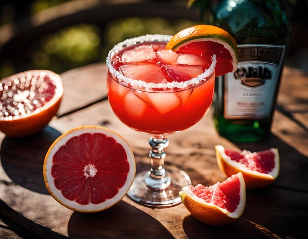 Foto un cocktail di margarita sanguinosa con succo di pompelmo.