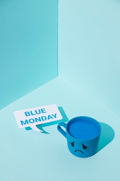 Photo high angle of blue monday concept