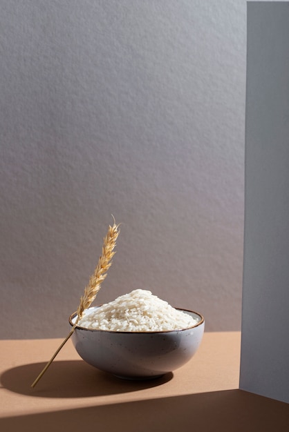 high angle bowl with rice and grains assortment