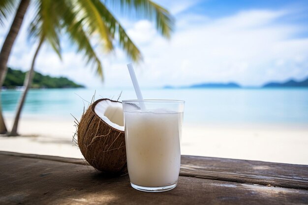 High angle of coconut on burlap with spoon