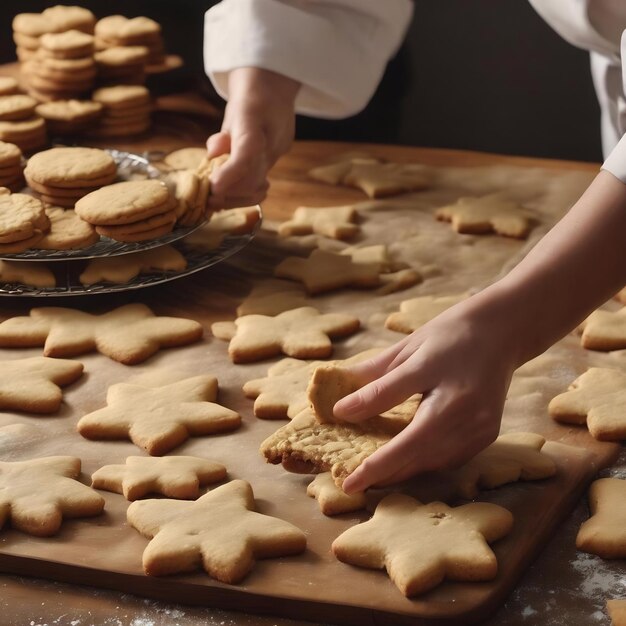 High angle of cookie making for hanukkah