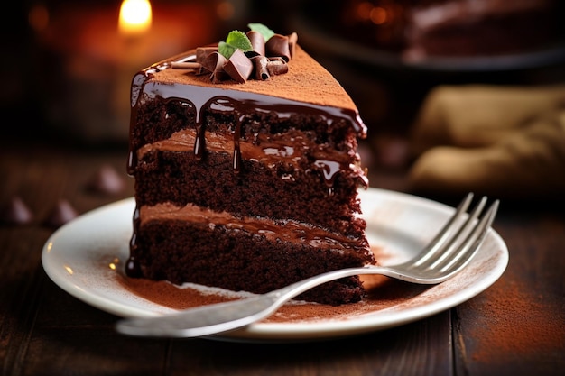 High angle of delicious chocolate cake