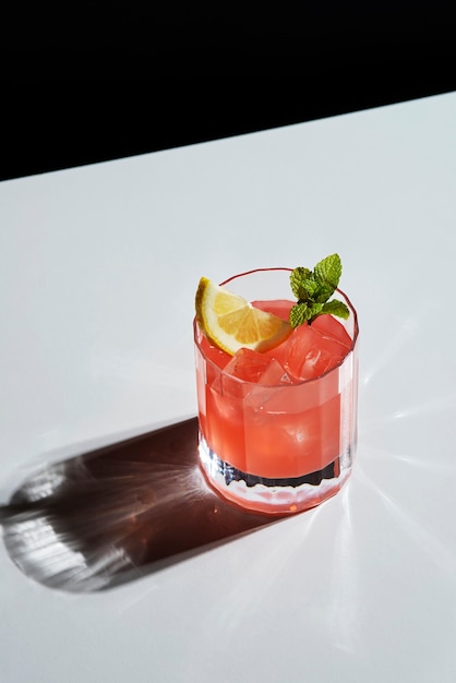 high angle delicious daiquiri with lemon slice