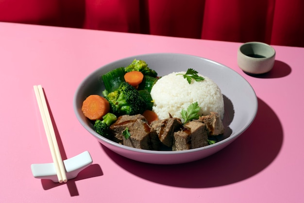 写真 ハイアングルの美味しい料理