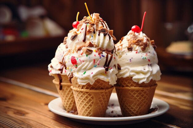 Foto un delizioso cono di gelato ad alto angolo.