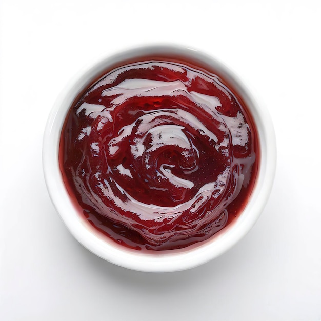 High angle delicious jam in bowl on white background