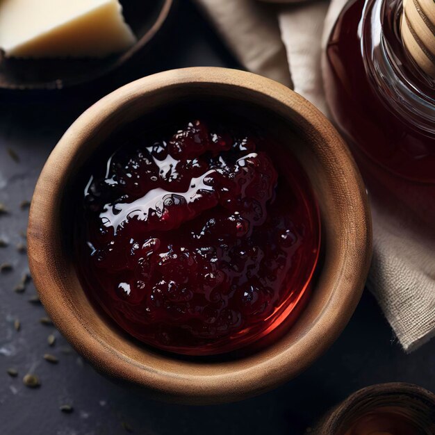 High angle delicious jam in bowl