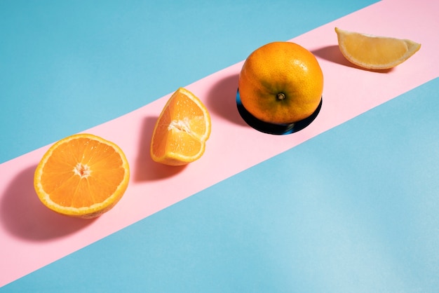 High angle delicious orange slices