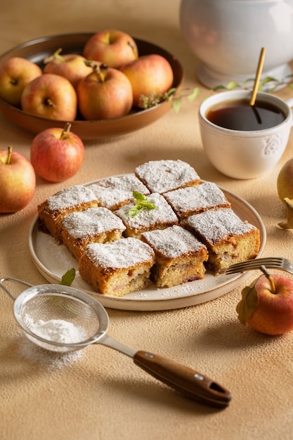 high angle dessert and apples assortment
