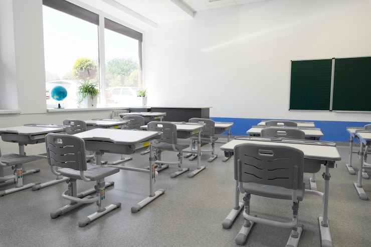 Photo high angle empty class view