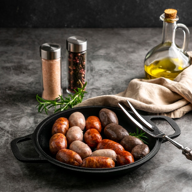 High angle food arrangement with spices