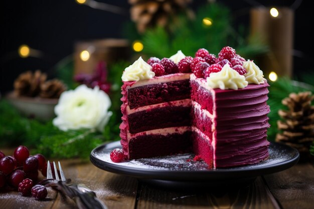 High angle of fruit cake with cutlery and copy space