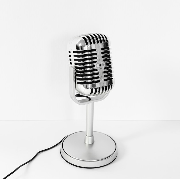 Photo high angle microphone with white background